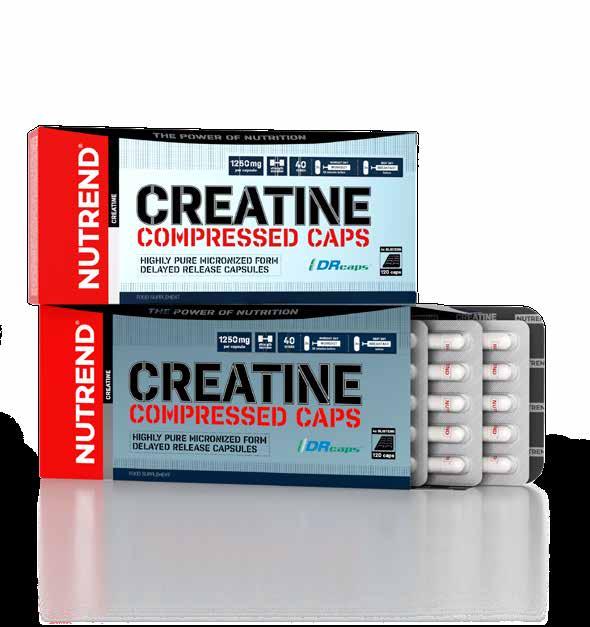 CREATINE COMPRESSED CAPS Mimořádná dávka kreatinu monohydrate uzavřeného do speciálních celulózových kapslí, které zajistí maximální využití kreatinu v organismu.
