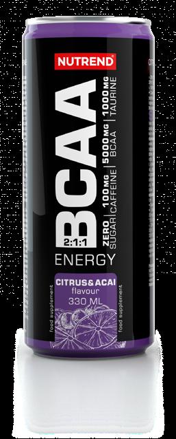 BCAA ENERGY Absolutní novinka od společnosti NUTREND ve formě sportovního nápoje s vysokým obsahem esenciálních rozvětvených aminokyselin (BCAA) a kofeinu!