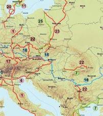 Source: European Commission, DG Energy and Transport, 2005 Note: rail links are given in red, road links in green. Obr.
