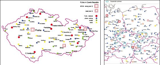 Obr. 6: MEGAs / FUAs a přeshraniční kooperační prostory (Ancona