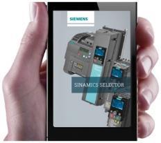 výběr měniče z mobilu SinaSave SINAMICS Selector App