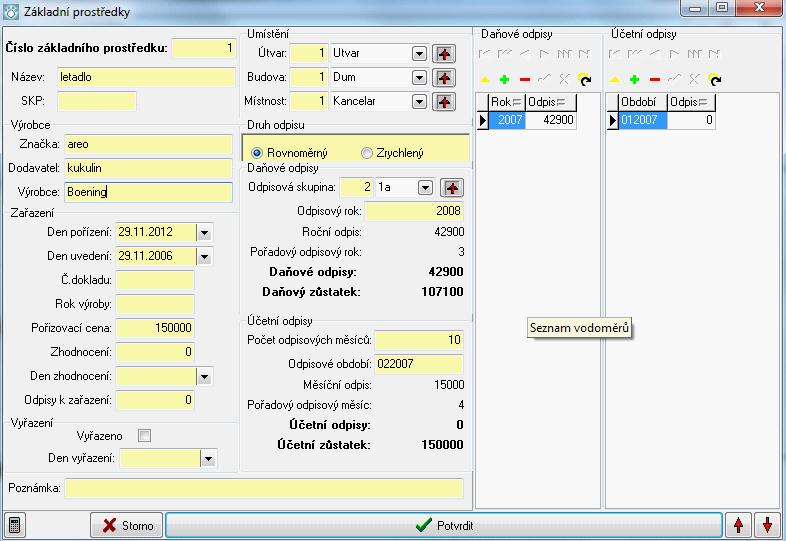 Majetek 147 Evidujeme tyto údaje: 1. Číslo základního prostředku - číselné označení každého záznamu 2. Název 3. SKP - k vyplnění můžete použít číselník skp, kde můžete najít správný kód. 4.