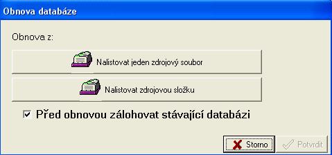 Obnova 4 25 Obnova K obnově se používá samostatný program, který se jmenuje, OBNOVUJ. Naleznete jej ve stejném adresáři, kam jste program nainstalovali. Napřed najdete data, která chcete obnovit.