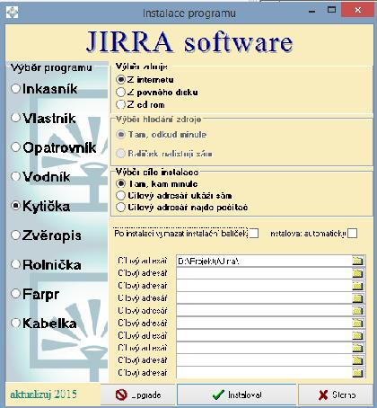 Instalace 5.3 31 Instalace upgrade verze A. Pomocí programu Aktualizuj.exe. Pokud nemáte zástupce programu aktualizuj na ploše, běžte na Start, Programy, Jirra, Aktualizuj.