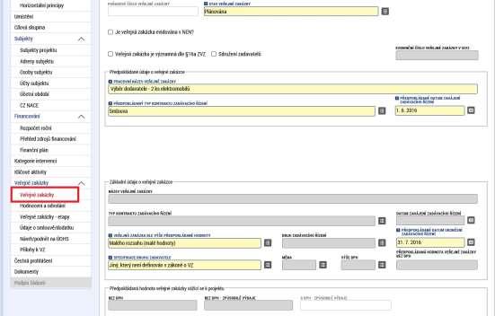 Veřejné zakázky (včetně všech podkategorií) Na projektu musí být