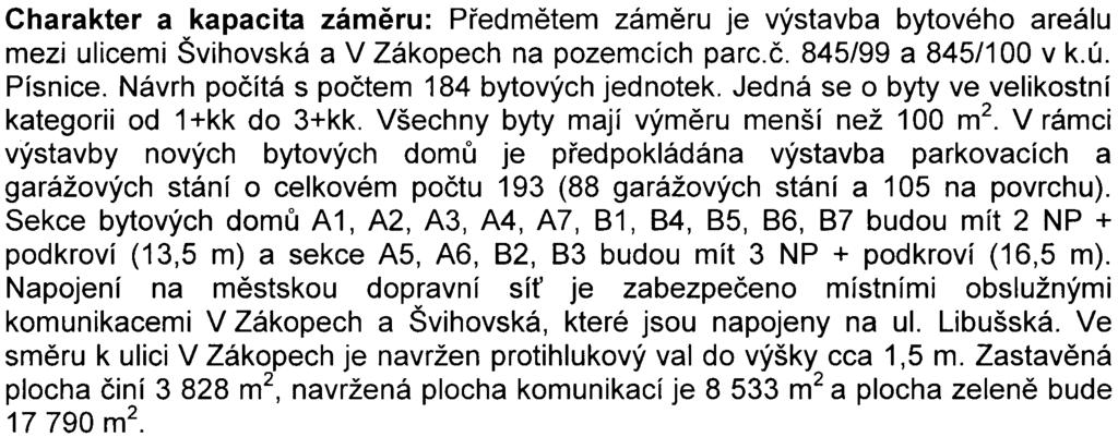 , o posuzování vlivù na životní prostøedí a o zmìnì nìkterých souvisejících zákonù (zákon o posuzování vlivù na životní prostøedí), v platném znìní (dále jen zákon) Identifikaèní údaje: Název: Bytový