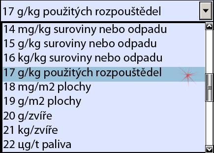 volby mezi jednotlivými položkami, které lze i libovolně kombinovat.