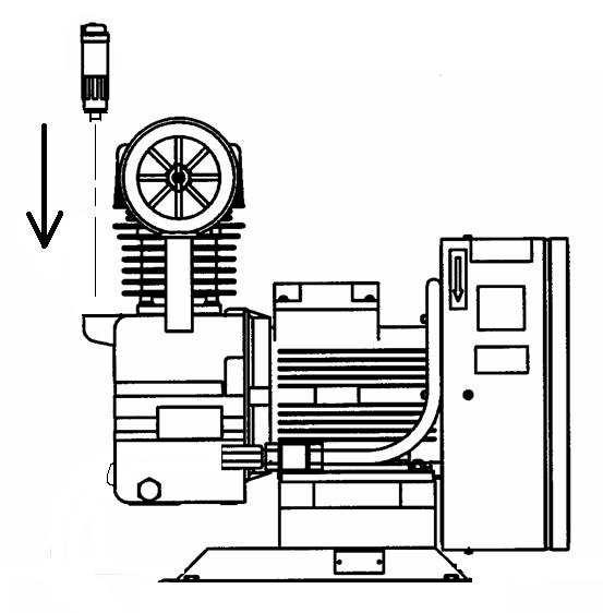 7. INSTALACE A MONTÁŽ Při instalaci kompresoru odstraňte zátku otvoru pro výdech a našroubujte výdech (viz. obr.), který je ke kompresoru přibalen.