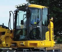 Bezpečnost na prvním místě Optimální bezpečnost na pracovišti Bezpečnostní prvky stroje Komatsu PW118MR-11 jsou v souladu s nejnovějšími standardy a fungují ve vzájemné shodě za účelem