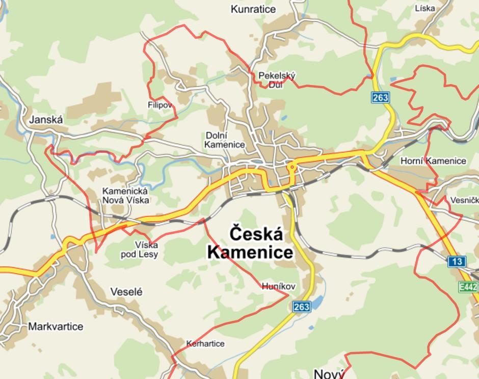 C. ÚDAJE O DOTČENÉM ÚZEMÍ C. 1 Vymezení dotčeného území Česká Kamenice je město na severu Čech, v okrese Děčín.