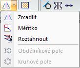 Zrcadlit entity Hlavní panel z. Domů p. Kreslit 1. Příkaz Zrcadlit Pracovní panel příkazu Zrcadlit Určité součásti nebo celé výrobky mají osy rotace nebo symetrie, tzn.