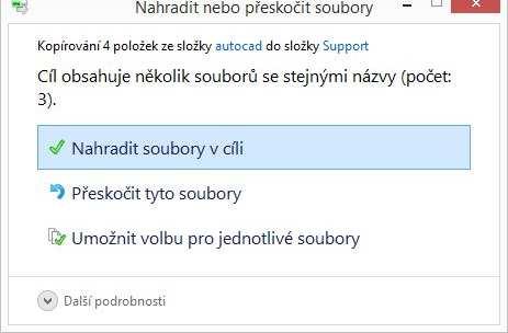 Stažený soubor někam rozbalíme a všechny čtyři rozbalené soubory si přes pravé tlačítko myši zkopírujeme do