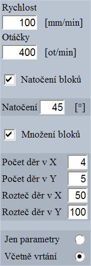 První obrázek je bez natočení bloků, druhý obrázek po zadání Natočení bloků o 45 stupňů.