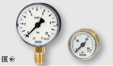 Tlakoměry mechanické s Bourdonovou trubicí Provedení ze slitiny mědi Standardní tlakoměry pro měření tlaku kapalin a plynů, které nepůsobí korozivně na slitiny mědi a nekrystalizují.