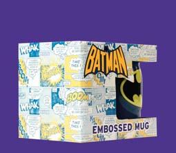 Tmavě modré pozadí ze kterého vyčnívá postava Batmana a na zadní straně jeho logo. Skvělý dárek pro fandy DC.