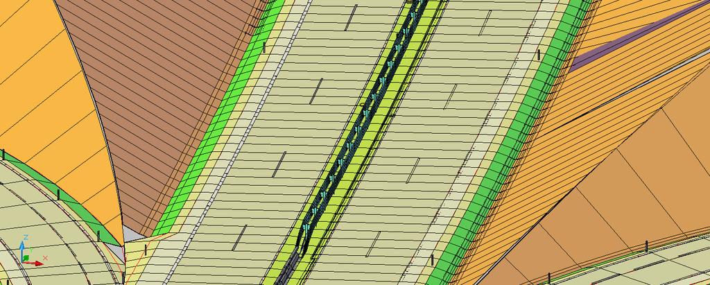 Aktuální stav souboru příslušenství v 3D modelu je možno vykreslovat v příčných řezech nebo v podobě schémat i v podélných řezech jednotlivých tras projektu.