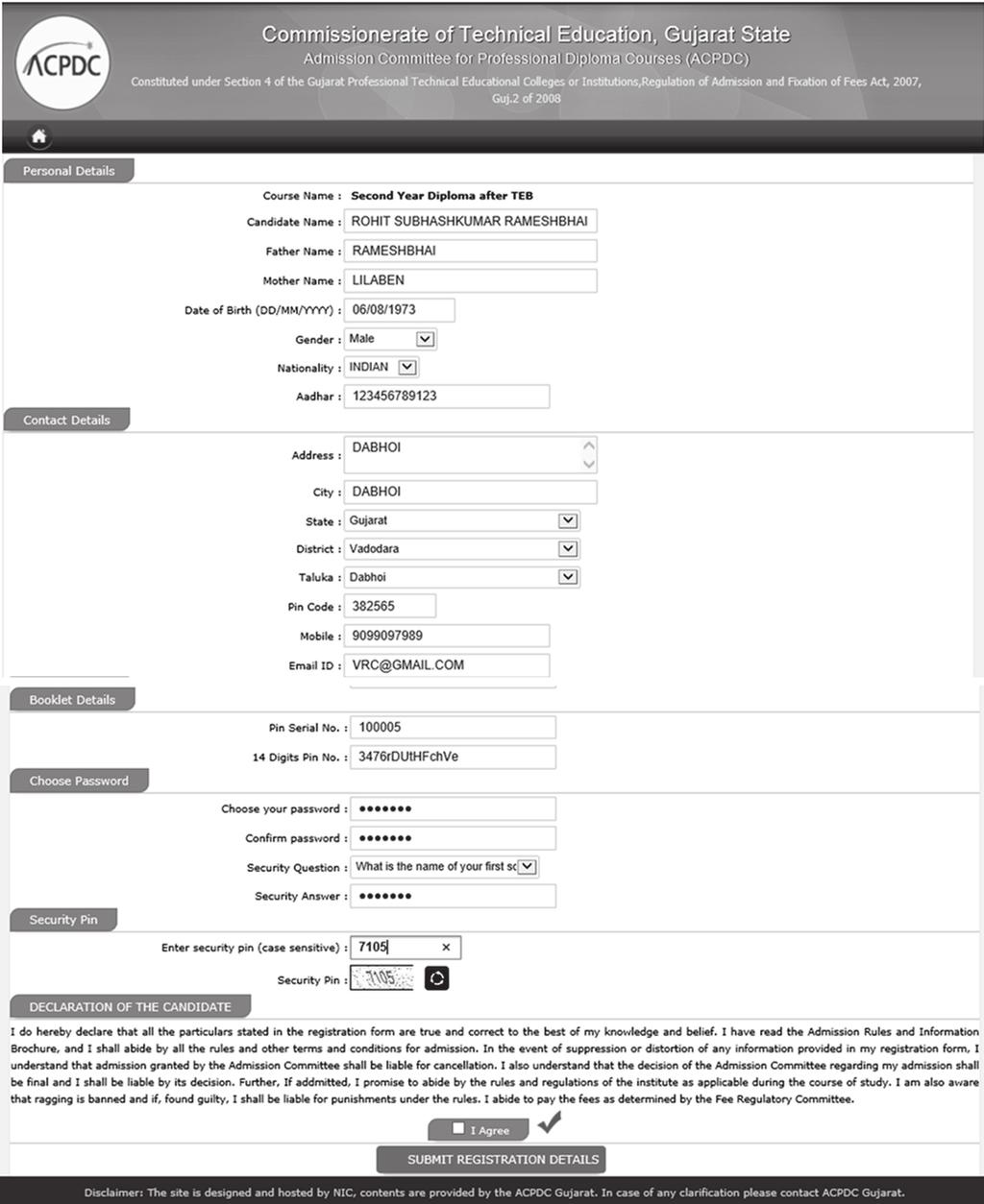 Fig 3.2 Screen of First Step for Registration 3.