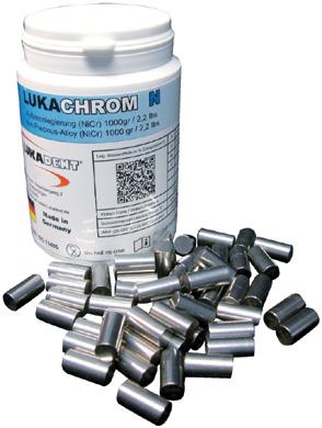 5 LUKAChrom N Nedrahokovová slitina pro kovokeramiku na chrom-niklové bázi. Velmi dobrá síla keramického bondu a vynikající poměr cena/výkon.