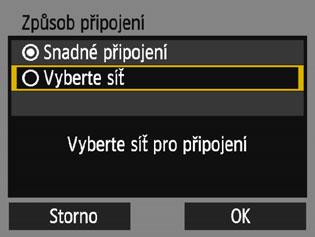 Ruční připojení ke zjištěné síti Naváže připojení výběrem SSID (nebo ESS-ID) přístupového bodu, ke kterému se připojujete ze seznamu aktivních přístupových bodů poblíž.