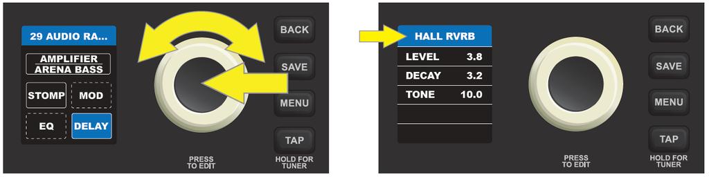 Cesta signálu je: nástroj stompbox modulace zesilovač ekvalizér delay/reverb reproduktor, jak je patrné z následujícího obrázku.