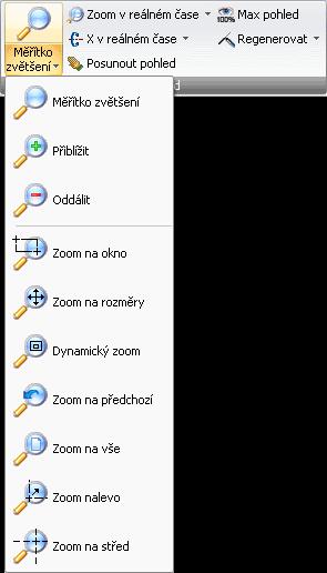 V průběhu kreslení můžete potřebovat častom měnit přiblížení a polohu pohledu v kreslící oblasti.