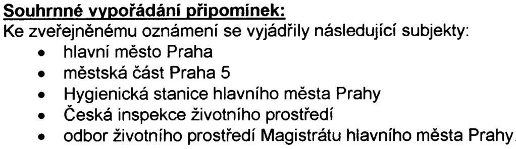 pøipomínky s dùrazem na ochranu ovzduší, pøírody a krajiny, mìstskou zeleò a akustické hledisko Pokud níže uvedené pøipomínky