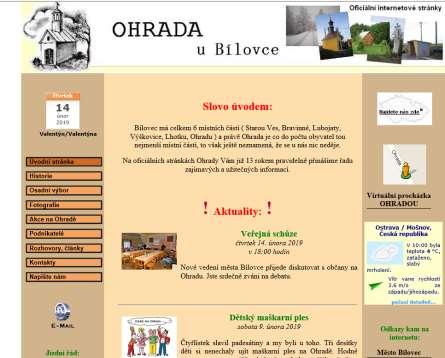 Pár drobností na závěr webové stránky Ohrady www.ohradaubilovce.sweb.