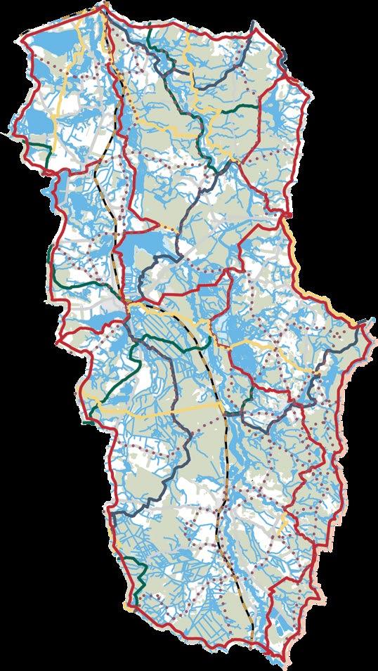 0 2,25 4,5 km Značené turistické a cyklistické trasy Značené turistické trasy žlutá červená modrá