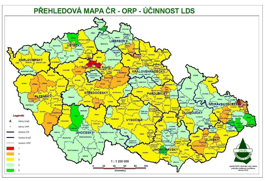 Účinnost zpřístupnění naproti tomu není veličina závislá na hustotě a velmi přesně hodnotí kvalitu zpřístupnění území lesní cestní sítí (viz obr. 3,4).