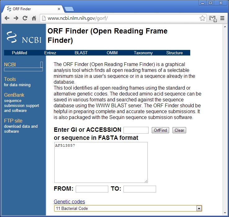 ORF Finder (Open Reading Frame Finder)