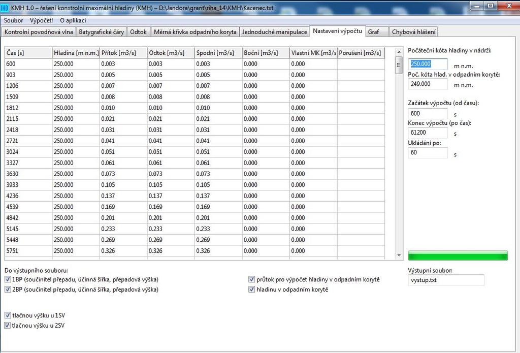 Obr. 7 Program KMH 1. tabulový list Nastavení výpočtu Obr. 8 Program KMH 1.