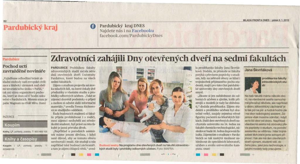 .!:: 8~2------------------------------- -------------------------------~M=LADAFRONTADNES 1 pátek9.1.2015 Pardubický kraj o Pardubický kraj DNES Najdete nás i na Facebooku facebook.