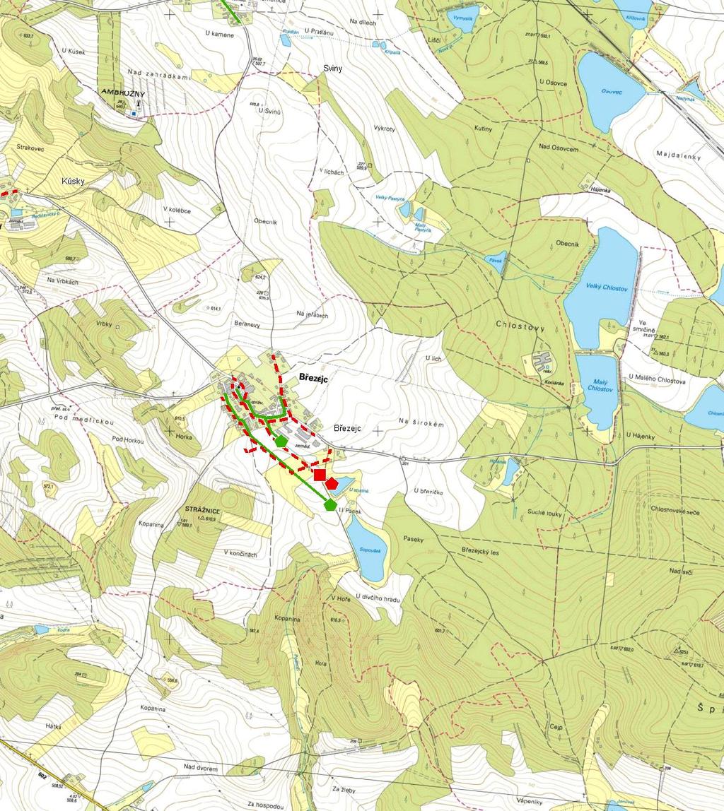 MAPA - KANALIZACE Trasování sítí, lokalizace ČOV, čerpacích stanic, výústí, odlehčovacích komor