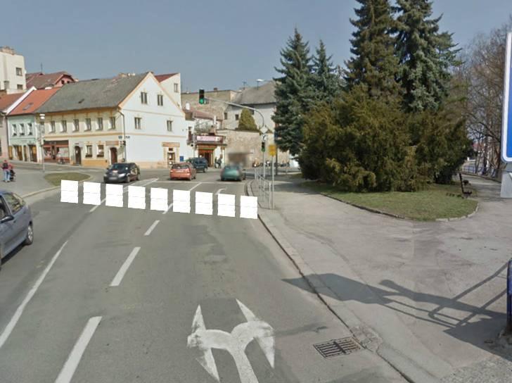 Jáchymova ve směru do centra Obr. 32. Místo pro přechod pro chodce u aut.