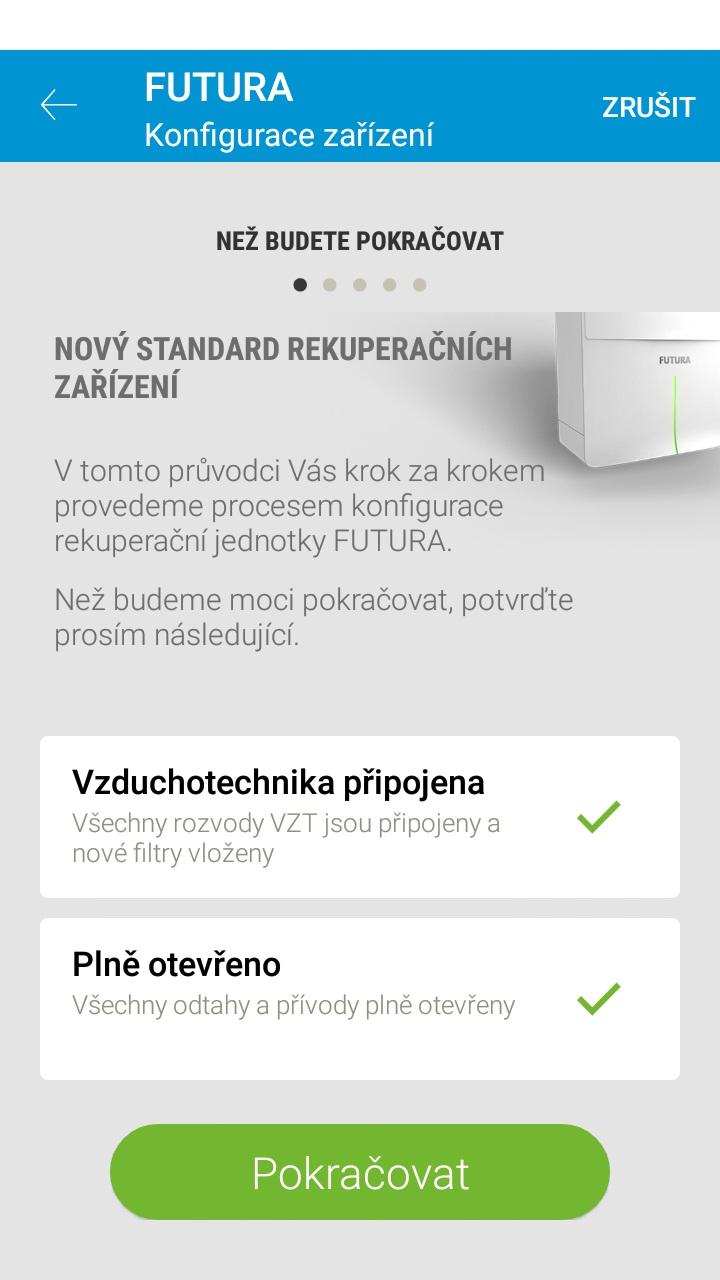 Zobrazí se zpráva: "Vzduchotechni ka při poj ena" a "Pl ně otevřeno", tyto