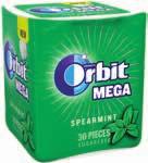 51007900 Orbit Peppermint dražé 64 g dóza 51008000 Orbit Spearmint dražé 64