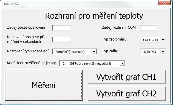 12 Praktická část 12.1 Programovací prostředí Na začátku bylo potřeba vybrat programovací jazyk pro vytvoření programu. Byl vybrán Visual Basic, který je součástí programu MS Excel. 12.2 Program pro zaznamenávání teplot a statistické zhodnocení Vytvořený program obsahuje jednotlivé prvky pro zadávání parametrů pro konkrétní měření.