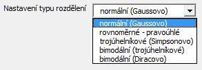 Obr. 12.2 Seznam pro výběr typu teploměru Obr. 12.3 Seznam pro výběr typu rozdělení Obr.