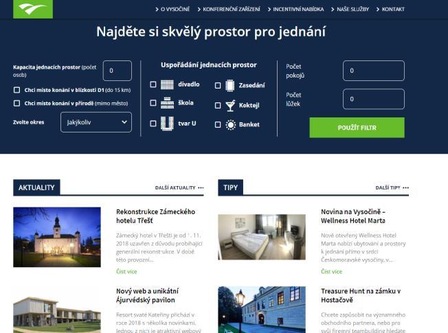 Webový portál V roce 2018 došlo k rekonstrukci a modernizaci původního webu www.vysocinaconvention.cz,