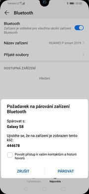 33 z 39 Bluetooth - párování zařízení ikonu Nastavení. Ťuknete na Připojení zařízení. 3. Vyberete možnost Bluetooth. 4. Bluetooth zapnete/vypnete stisknutím vypínače na konci řádku Zapnout Bluetooth.