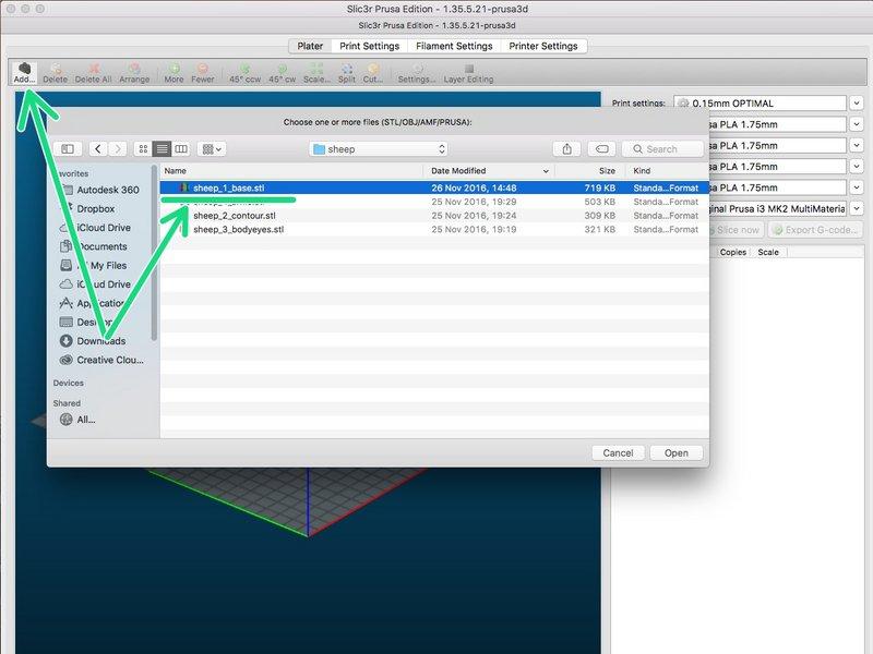 Step 3 Přidejte první část modelu (.stl) Připravte si svůj model rozdělený na několik stl souborů.