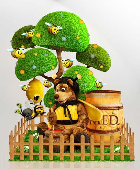 Scénka Medvěd pomáhá včeličkám s medem rozměry základny: 250 x 250 cm