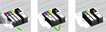 3. Uvolněte inkoustovou kazetu stisknutím její přední strany a pak ji vyjměte ze zásuvky.