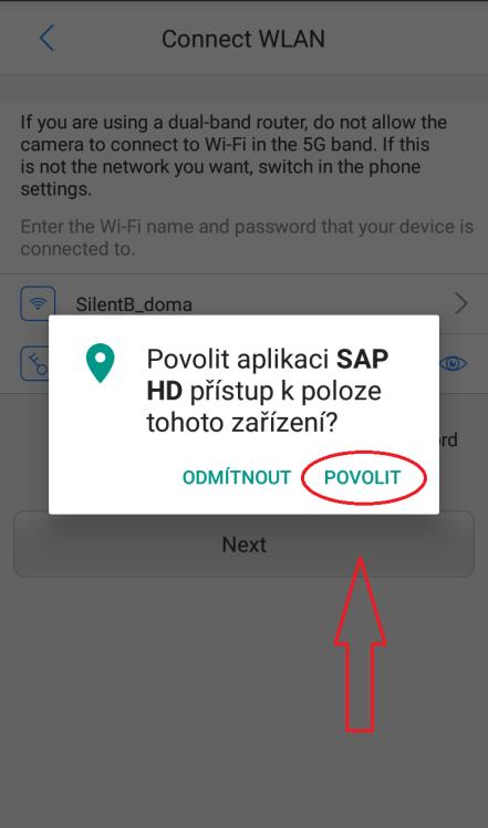 8) Povolíme přístup k poloze zařízení a poté zadáme informace o Wi-Fi,