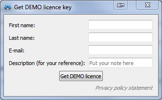 Obrázek 2.2: Registra ní formulá pro DEMO licenci 2.2 P eklad projektu Obrázek 2.3: Vloºení registra ního klí e Pro p eklad vytvo eného projektu slouºí záloºka z hlavního menu Compiler.