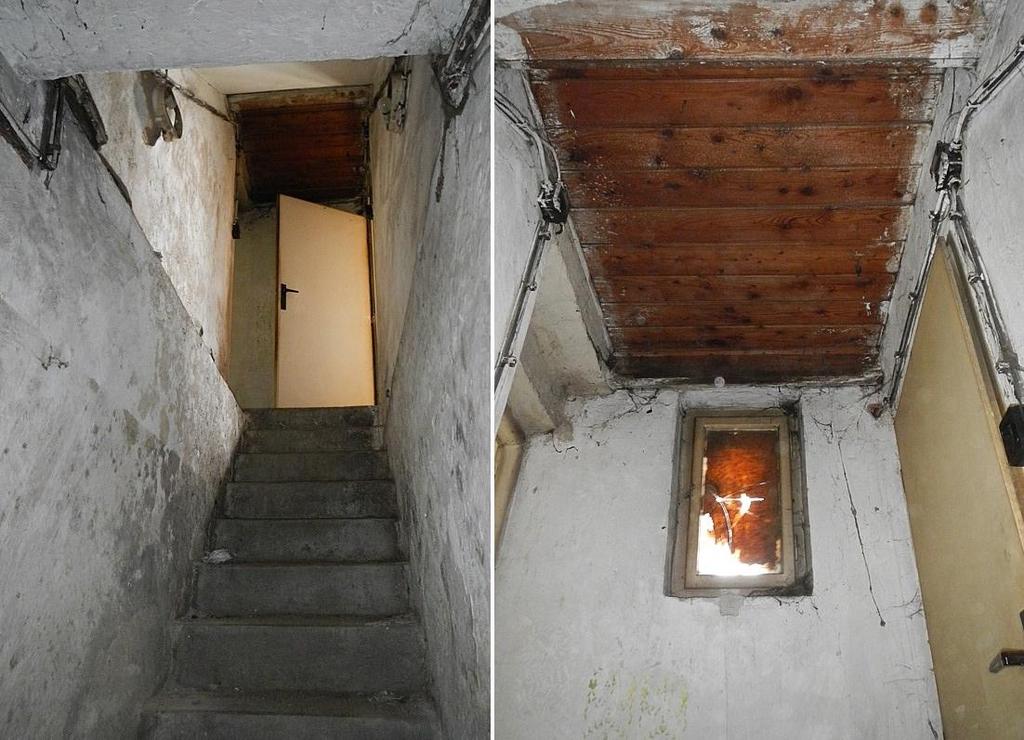 uvnitř jsou na rámu navíc ještě závěsy s kuželíky a kouličkami zřejmě pro okenici, která už tu není.