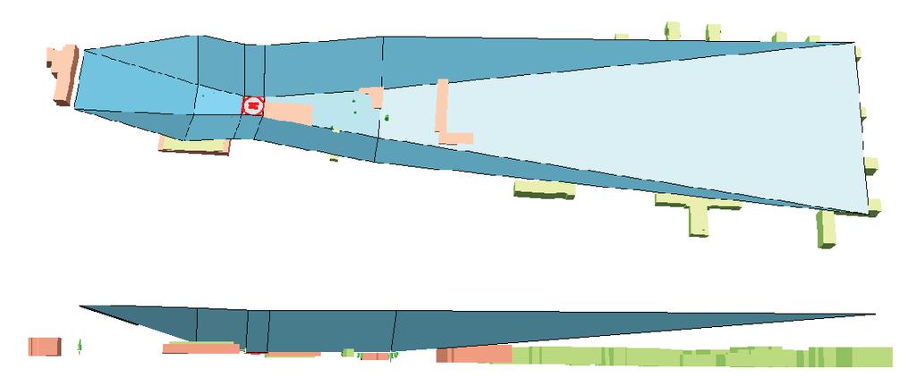 Obr. 4 Ukázka vzletových a přechodových ploch (překážkových ploch) Přechodová plocha je složená plocha podél okraje bezpečnostní plochy nebo FATO u heliportů HEMS a okraje přibližovací/vzletové