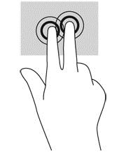 Kliknutí dvěma prsty Kliknutí dvěma prsty umožňuje u položek na obrazovce provádět výběr z nabídky.