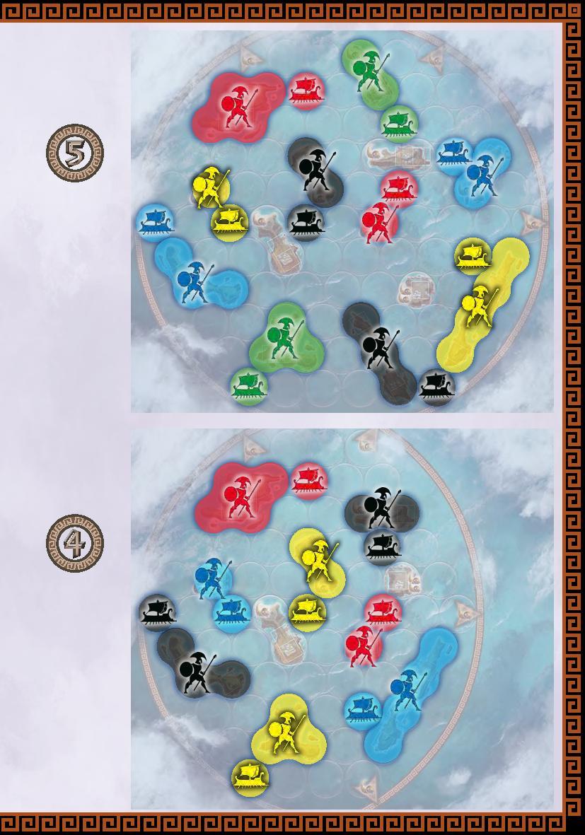 7 POČÁTEČNÍ ROZMÍSTĚNÍ PRO HRÁČŮ Každý hráč umístí na herní plán podle obrázku dvě lodě a dva vojáky.