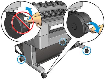 Vyjmutí tiskové hlavy UPOZORNĚNÍ: Zkontrolujte, zda jsou kolečka tiskárny zamknutá (páčka brzdy je stlačená dolů), aby se tiskárna nepohybovala.